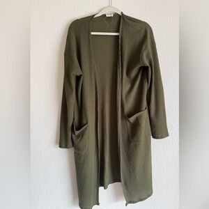BiBi Olive Waffle Knit Cardigan